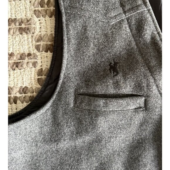 Wyoming Traders Wool Vest Large Western Cattle Rancher Rodeo 5 button front Gray - Picture 5 of 11